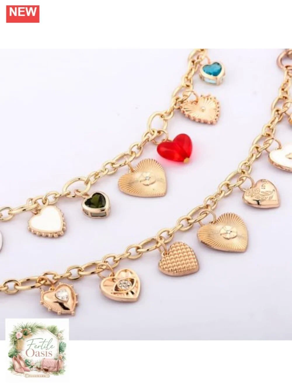 Gold Heart Charm Bag Chain Keychain Purse Charm Accessory